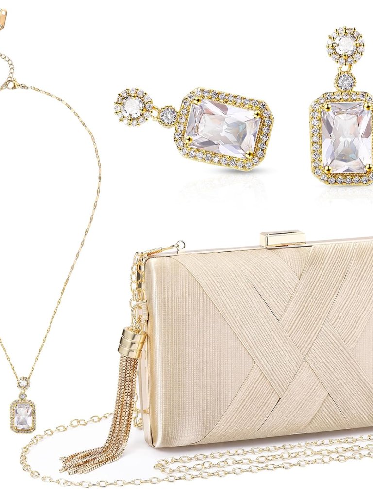 3 Pcs Clutch Purses For Women Handbag Evening Purses Bag For Wedding Vintage Ban